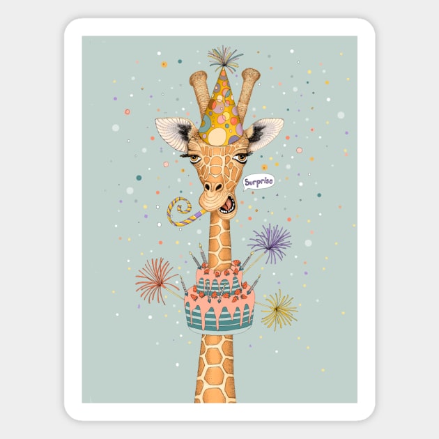 Birthday surprise giraffe Magnet by ruta13art